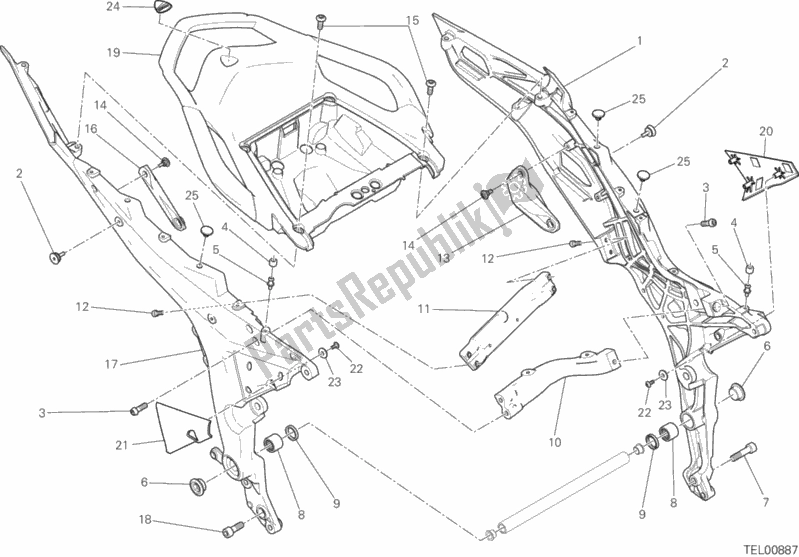 Toutes les pièces pour le Cadre Arrière Comp. Du Ducati Multistrada 1200 S Touring 2015